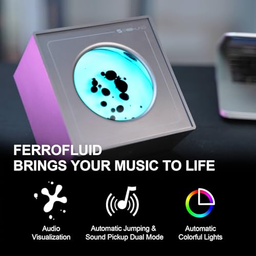 Ferrofluid Speaker Sound Visualizer, Dancing Ferrofluid Lamp with Colorful Lights, Ferrofluid with Music Rhythm, Symbiont in a Bottle (Not A Speaker) (Does Not Make Sound) - Thumbnail 2