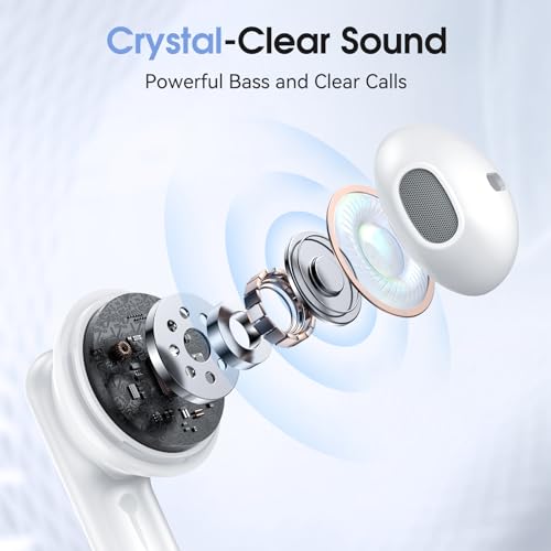 Image of Wireless Earbuds, Bluetooth 5.4 Headphones HiFi Stereo with 4 HD Mic, 50H Playtime Bluetooth Earbuds with Dual LED Display, IPX7 Waterproof Wireless Earphones, Touch Control Ear Buds,USB-C
