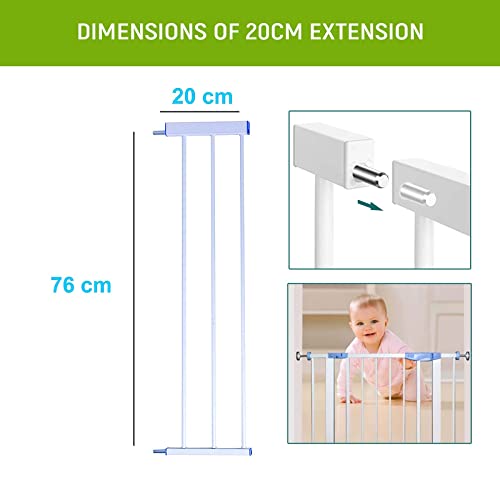 Image of Safe-O-Kid - 20CM Safety Gate Extension /Barricade Baby Safety Metal Extension with One Year Warranty