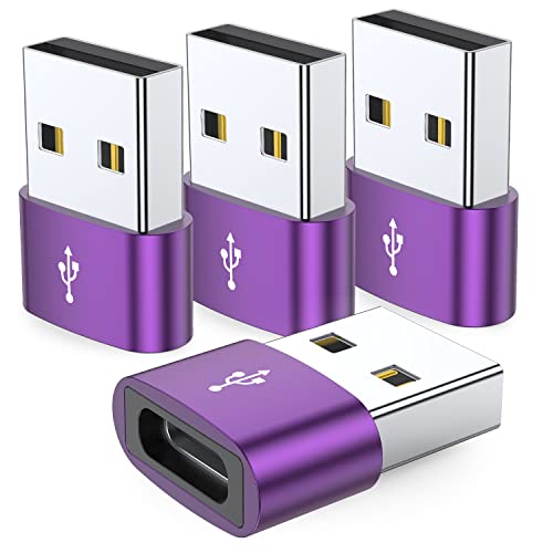 JXMOX USB to USB C Adapter 4-Pack,USB C Female to A Male Charger Type C Converter for Apple Watch Ultra iWatch 7 8 SE,iPhone 16 15 14 13 12 11 Plus Pro Max,AirPods,iPad Air,Samsung Galaxy S23 S22 S21 by JXMOX - Used condition - US$5.72