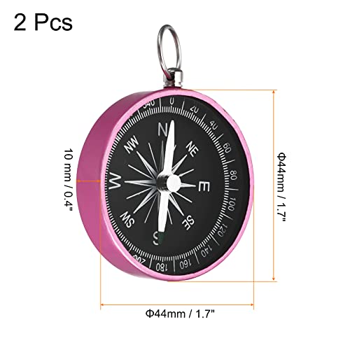 Patikil Pocket Compass, 2 Pack Survival Sports Navigation Compass With Key Ring For Outdoors Camping Hiking, Pink #TOP1