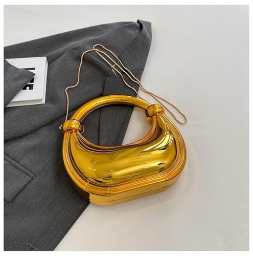 Image of Acrylic Evening Clutch Purse Top-handle Moon Hobo Bag, Elegant Marble Handbag for Wedding Cocktail Party