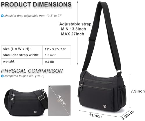Image of Pealwel Casual Crossbody Bag with Anti Theft Pocket - Women Lightweight Water-Resistant Purse Bag
