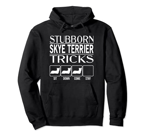 Stubborn Dog Tricks, funny dog gift idea, Funny Skye Terrier Pullover Hoodie, Black