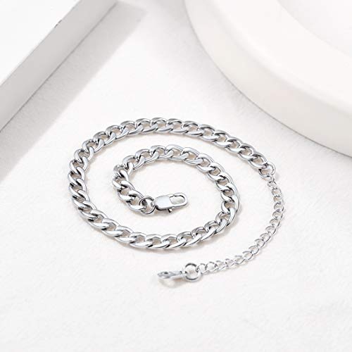 U7 Stainless Steel Ankle Bracelets For Women Men Solid Curb Chain For Ankle Minimalist Barefoot Jewelry Length 8.5" With 2 Inch Extender Anklets #TOP2