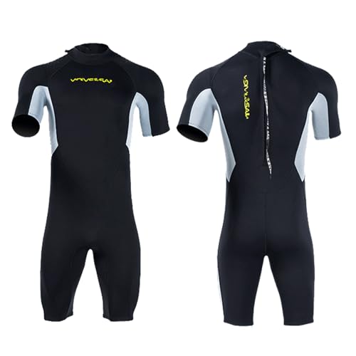 VLOBAOM Men's Shorty Wetsuit 3mm Neoprene Diving Suit Short Sleeves for Diving Snorkeling Surfing Swimming