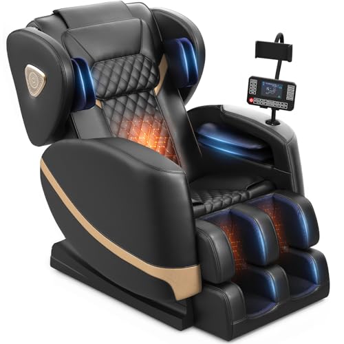 FURNIMAT 2026 Massage Chair Full Body, Zero Gravity Massage Chair with 10 Fix Rollers, Airbags, Heating, Foot Massage, Auto Modes, Bluetooth Speaker, Smart Screen Controller(Classic Black)