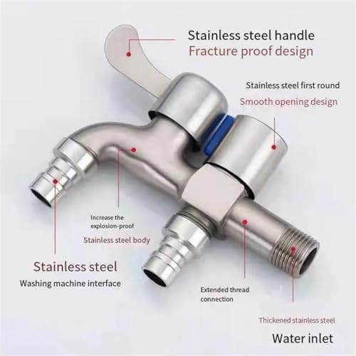 Robinet double sortie en acier inoxydable pour machine à laver et jardin