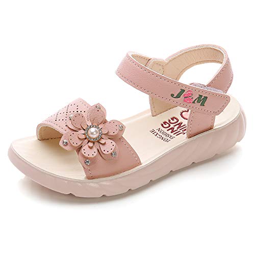 QZBAOSHU Sandale Fille Chaussure Enfant Fille Ete Sandalette Fille Cuir 28 EU,Rose Clair