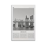 Brisbane-Druck, schwarz-weiße Brücke, Brisbane-Wandkunst, 