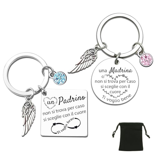 ZYMGUO Regalo Padrino e Madrina Portachiavi Battesimo,Regali Madrina e padrino