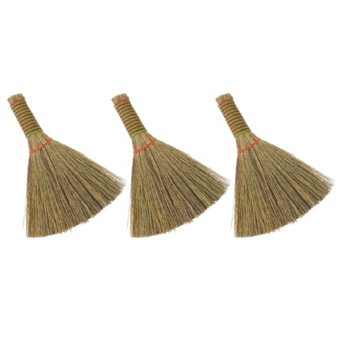 Healeved Escobas Pequeñas de Miscanthus para Limpieza de Escritorio y Estantes, 3 Piezas Resistentes y Fáciles de Agarrar para Limpieza Hogar