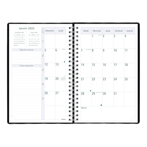 Blueline® 2025 Timanager® Planifi-Action® Weekly/Monthly Planner, Appointment Book, 13 Months, December to December, Twin-Wire Binding, 9.0625" x 5.875", Black, French (C5910.81F-25) by BLUELINE - Image 4