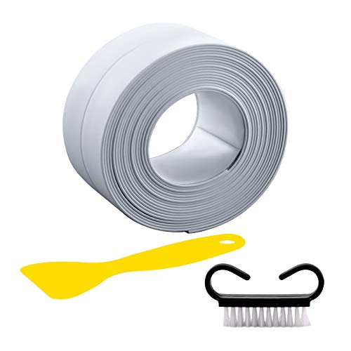 LUTER 3.8cm x 3.2m Cinta de Calafateo Impermeable, Cinta Adhesiva de Sellado de Calafateo con Herramientas de Sellado Para Encimera de Cocina, Fregadero, Esquina de Pared de Estufa de Gas (Blanco)