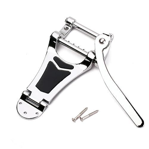 BESPORTBLE Tremolo Bridge Tailpiece for Archtop Hollow Body Jazz Guitar Chrome Finish Manual Style Roller Retaining Bar Design