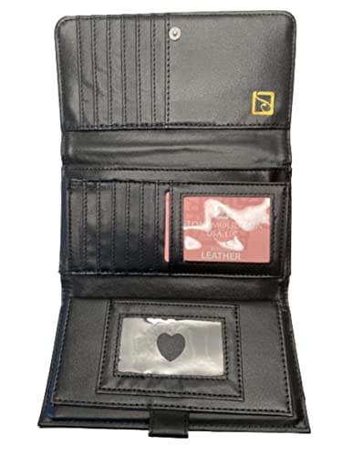 Stone Mountain Nancy Leather Flap Checkbook Wallet Black #TOP3