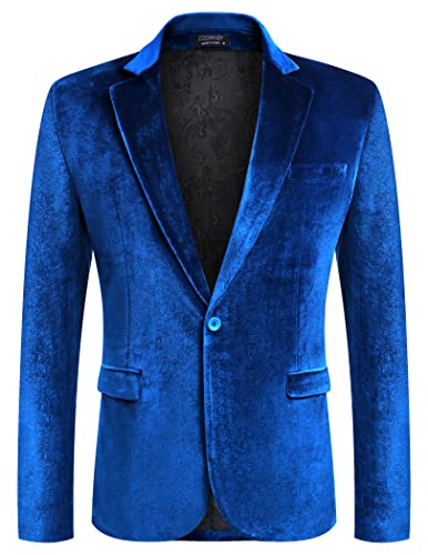 Image of COOFANDY Men's Velvet Blazer Notched Lapel Velour Suit Jacket One Button Tuxedo Jackets for Wedding Prom Party Dinner