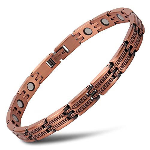 THE NORTH RING Copper Bracelet for Women Relieve Arthritis and Carpal Tunnel Migraine Tennis Elbow Pain Women's Pure Copper Adjustable Bracelet (Copper)