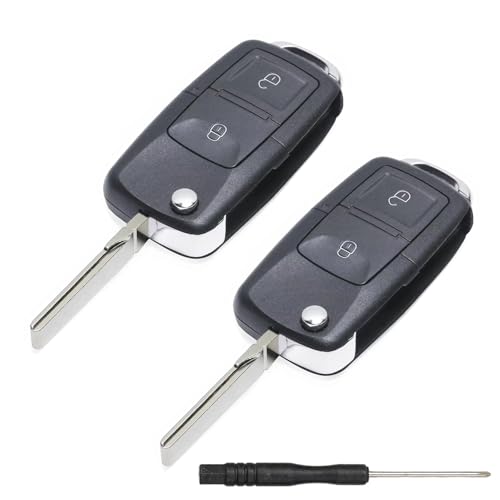Kesiku Golf 4 Schlüssel für Vw Golf 4 5 6 Bora Polo Passat Skoda Seat Leon Touran MK4 Autoschlüssel Vw Schlüsselgehäuse Polo Fernbedienung 2 Tasten - 2 Stück