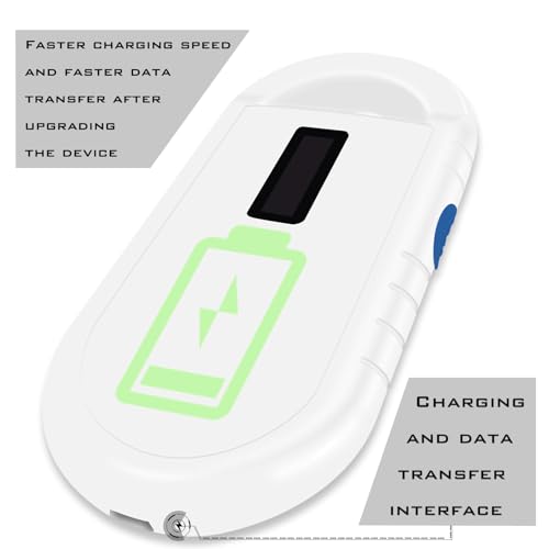 Smoostart Haustier Mikrochipscann, Tierchip Lesegerät Chipleser Hunde Chip Scanner Katze ISO11784/(85) FDX-B/EMID Mikrochip Lesegerät für Hunde/Katze 1000 Daten Können Gespeichert Werden Weiß