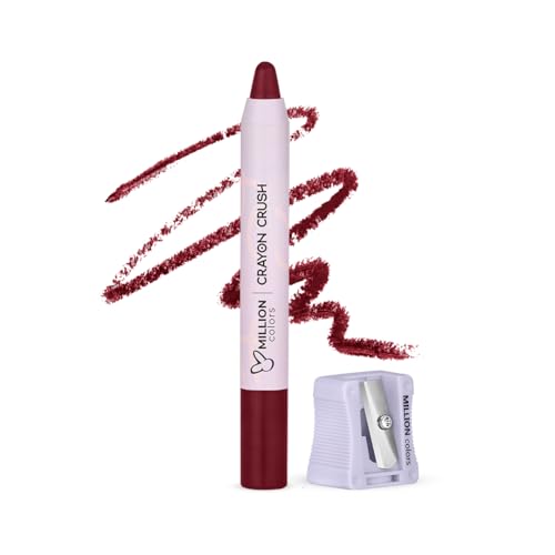 Lip Crayon Lipstick | 8H Long-Lasting Matte | Hydrating & Lightweight | Highly Pigmented | Smudge-Proof & Transfer-Proof | Hyaluronic Acid & Shea Butter (Ruby Rush 04, 3g)