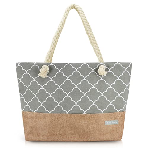 Bolsa de Praia Grande com zíper Piscina Verão (cinza)