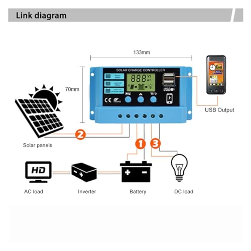 Controlador de carga solar LCD 10A para panel solar de menos de 200W 7