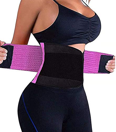 Alaysom Waist Trainer Belt Back Brace Waist Cincher Trimmer Slimming Body Sports Shaper Belt Adjustable Sport Girdle Belt Fat Burning Belt Adjustable Fat Burning Belt (Purple, XL)