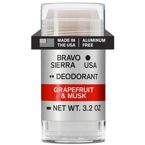 Image of Bravo Sierra Aluminum-Free Mens Deodorant - Antiperspirant for Men, 1-Pack | Natural Ingredients for Long Lasting All-Day Odor & Sweat Protection - Grapefruit & Musk - Baking Soda Free & Cruelty-Free