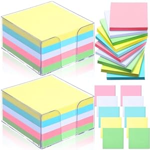 1000 Pieces Small Note Pad 3.4 Inch x 3.4 Inch Square Memo Cube Refill Memo Pads with Cube Non Sticky Mini Paper Reminders Office Writing Supplies Crafts(Pastel Colors)