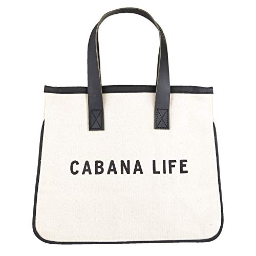 Image of Santa Barbara Design Studio Hold Everything Tote, Black /White 100% Cotton Canvas, Genuine Leather Handles, Mini