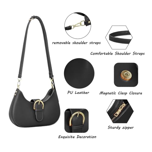 Crescent Bag for Women Small Shoulder Purses Leather Zip Handbag Crossbody Bags Cute Hobo Tote Bag3