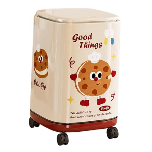 Llazsybz Cubo de Basura de Cocina con Ruedas y Tapa, de Doble Capa, Resistente y Decorativo, con Ruedas, para baño y Dormitorio.