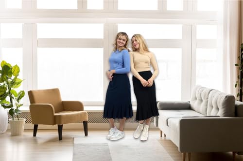 ESTEEZ Stretchy A-Line Skirt for Women - Knee Length/Midi3