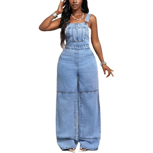 Mono de mezclilla para mujer ideal para paseos urbanos de verano con pierna ancha