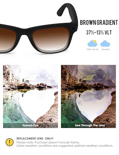 Image of BLAZERBUCK Photochromic Replacement Lenses Compatible with Ray-Ban Meta Wayfarer RW4008 | RW4012 (Gen 2) 53mm Smart Glasses