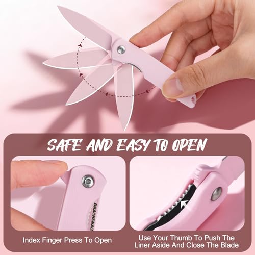 Image of DRACHENADER Pink Folding Pocket Knife for Women - Pink 5Cr13MoV Steel Blade, Cute Small EDC Knife, Ideal Gift for Girls & Women
