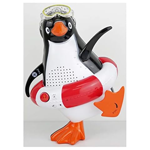 Steepletone Penguin Radio PSR5 BT. FM Radio, Waterproof Bluetooth Speaker, Push Button Siren. Novelty Penguin Shower Radio (Red) Cover