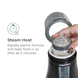 Baby Brezza Electric Baby Bottle Warmer, Breast Milk + Baby Food Warmer and Defroster - Universal Fits All Feeding Bottles:Glass, Plastic, Small, Large + Digital Display,Black and White