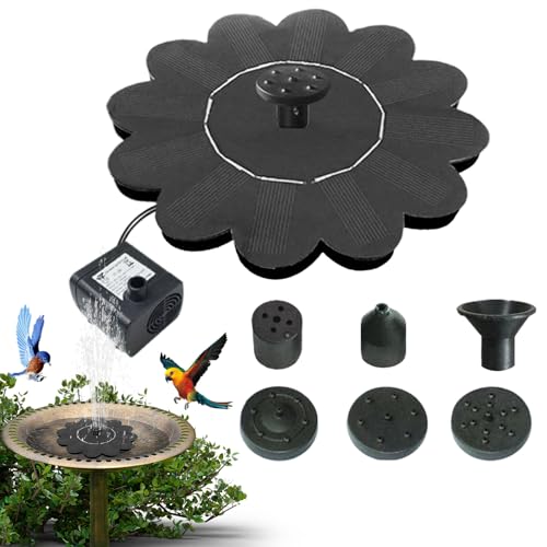 Fuente solar para baño de pájaros, baño para pájaros con fuente solar, función de agua silenciosa al aire libre para paisaje, baño de pájaros, terraza, patio, porche, patio, piscina, estanque