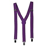 Suspenders - Solid Purple Adjustable Braces with Silver Clips by CoverYourHair