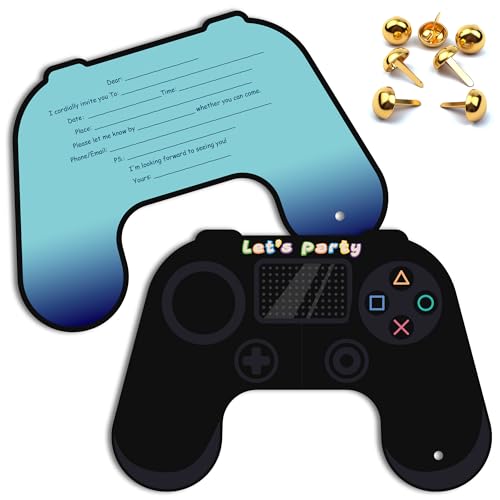 Funnlot 12PCS Gaming Party Invitations Kids Double-Sided Birthday Invitations for Boys Girls Party Invites for School Activities Birthday Game Themed Party Ages 3+
