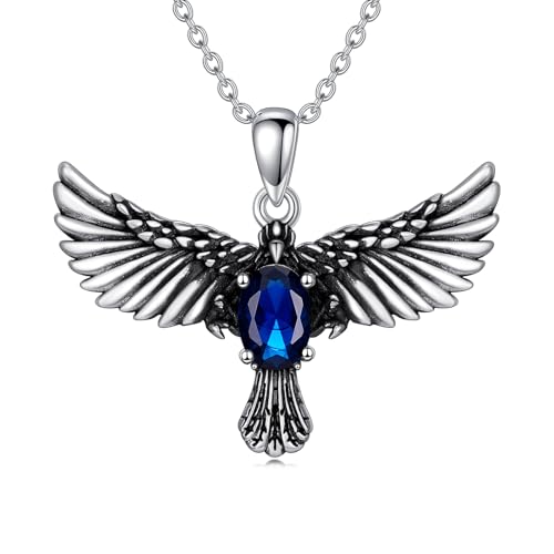 LONAGO Eagle Necklace for Women 925 Sterling Silver Hawk Eagle with Birthstone Pendant Necklace