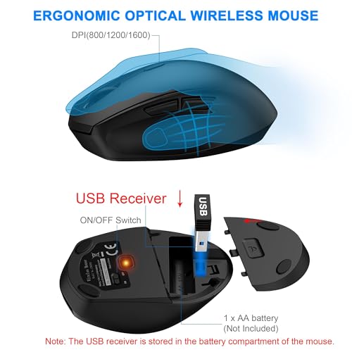 Image of Wireless Keyboard and Mouse Combo, EDJO 2.4G Full-Sized Ergonomic Computer Keyboard RRD342