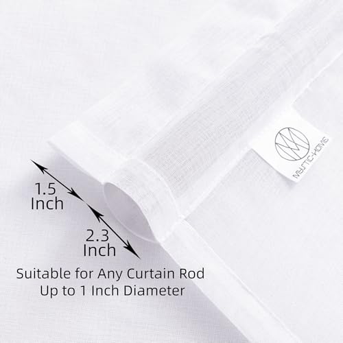 Window Curtains White Sheer Curtains 72 Inches Long 2 Panels Tulle Curtains Window Panels for Bedroom Curtains 2 Panel Sets Rod Pocket Sheer White Curtains for Living Room Kitchen Yard 52 W x 72 L by MYSTIC-HOME - Used condition - Image 4