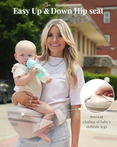 Image of MOMTORY StowNGO Pro Safety-Certified Ultra Storage Baby Carrier, Soft Pink | Plus Size Friendly, 6 Carry Positions, Front & Back, Baby Carrier With Hipseat, Fits 7-50lbs Newborn To Toddler