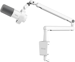Studio XLR Mic and Boom Arm Bundle, Dynamic Microphone with Mute Button, Gain Knob, Shock Mount for Recording, Low Profile Mic Stand with Cable Management for Podcast Gaming (K688W+BM88W)
