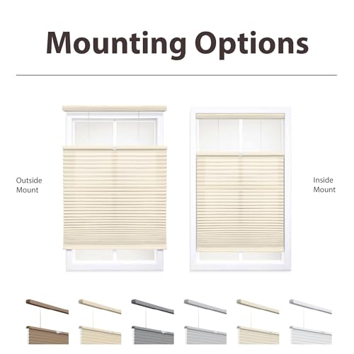 Image of DEZ FURNISHINGS Cordless 1.5 inch Light Filtering Top Down Bottom Up Cellular Shade, 19 inch W x 60 inch H, Alabaster