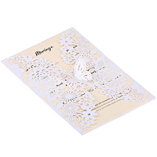 30X Pearl Paper Laser Cut Invitations,For Baby Shower,Wedding,Mother's Day,Brides Bridal Shower,Graduation Celebration, Birthday,Party Invitation,Thank You Cards (White) #TOP4