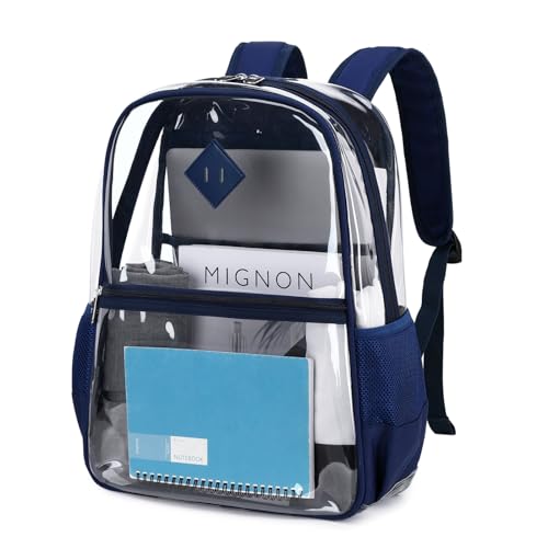 Clear PVC Waterproof Transparent Backpack, Heavy Duty See Through for Girls Boys Women Men - Dark Blue